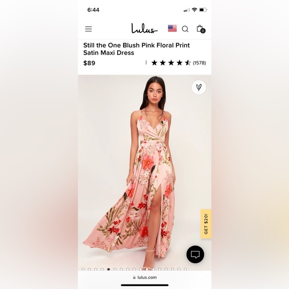 New Blush Pink Floral Print Satin Maxi Dress - Picture 4 of 4